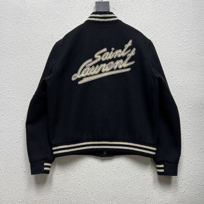 Saint Laurent YSL Black Baseball Jacket