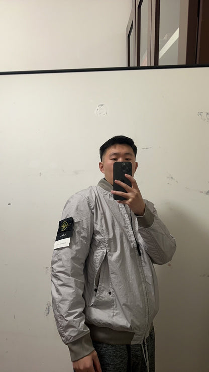 stone island 3l tc jacket in silver gray