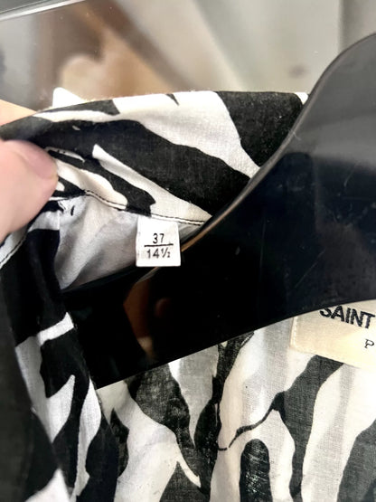 saint laurent black and white hawaiian shirt