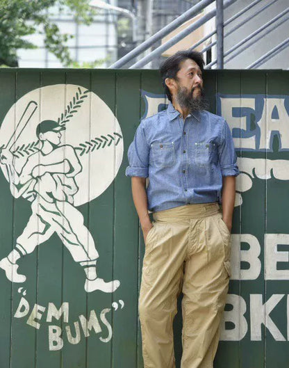 vintage military-style cargo pants with belt