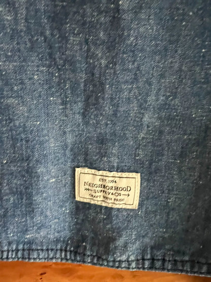 premium blue denim embroidered utility shirt