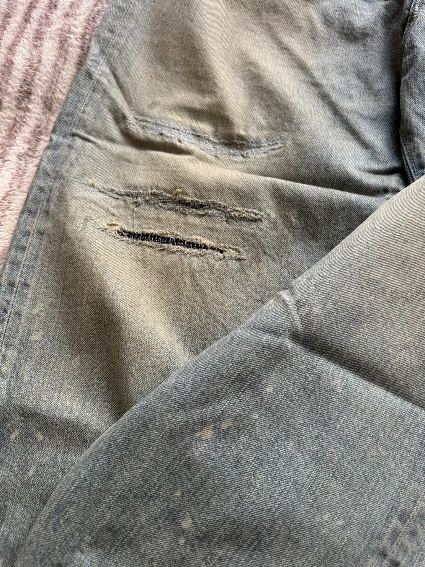 washed wide denim pants by A.PRESSE