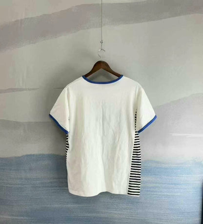 Louis Vuitton White Stripe Embroidered Short Sleeve