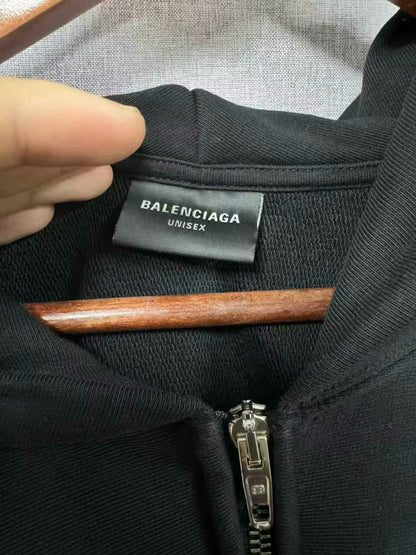 balenciaga logo zip-up jacket in black