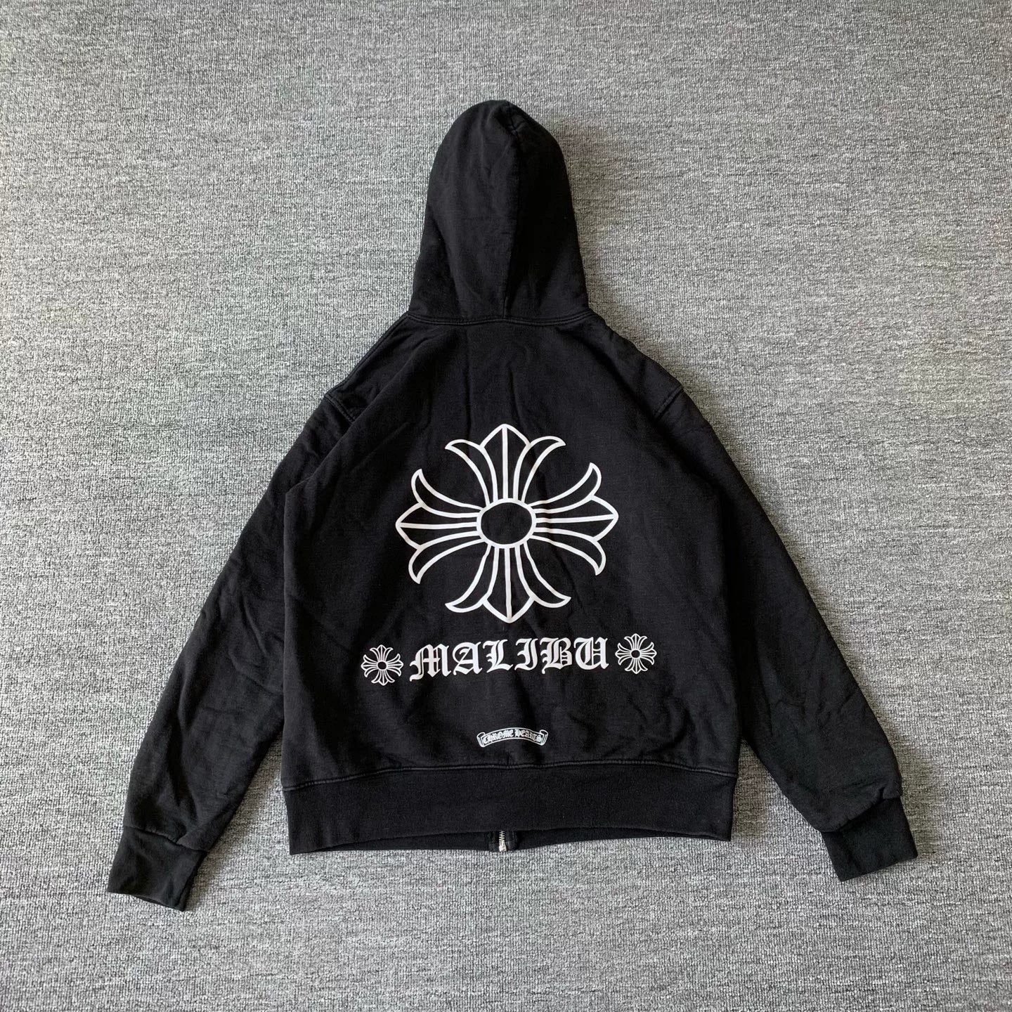 chrome hearts black zip-up hoodie with logo
