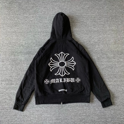 chrome hearts black zip-up hoodie with logo