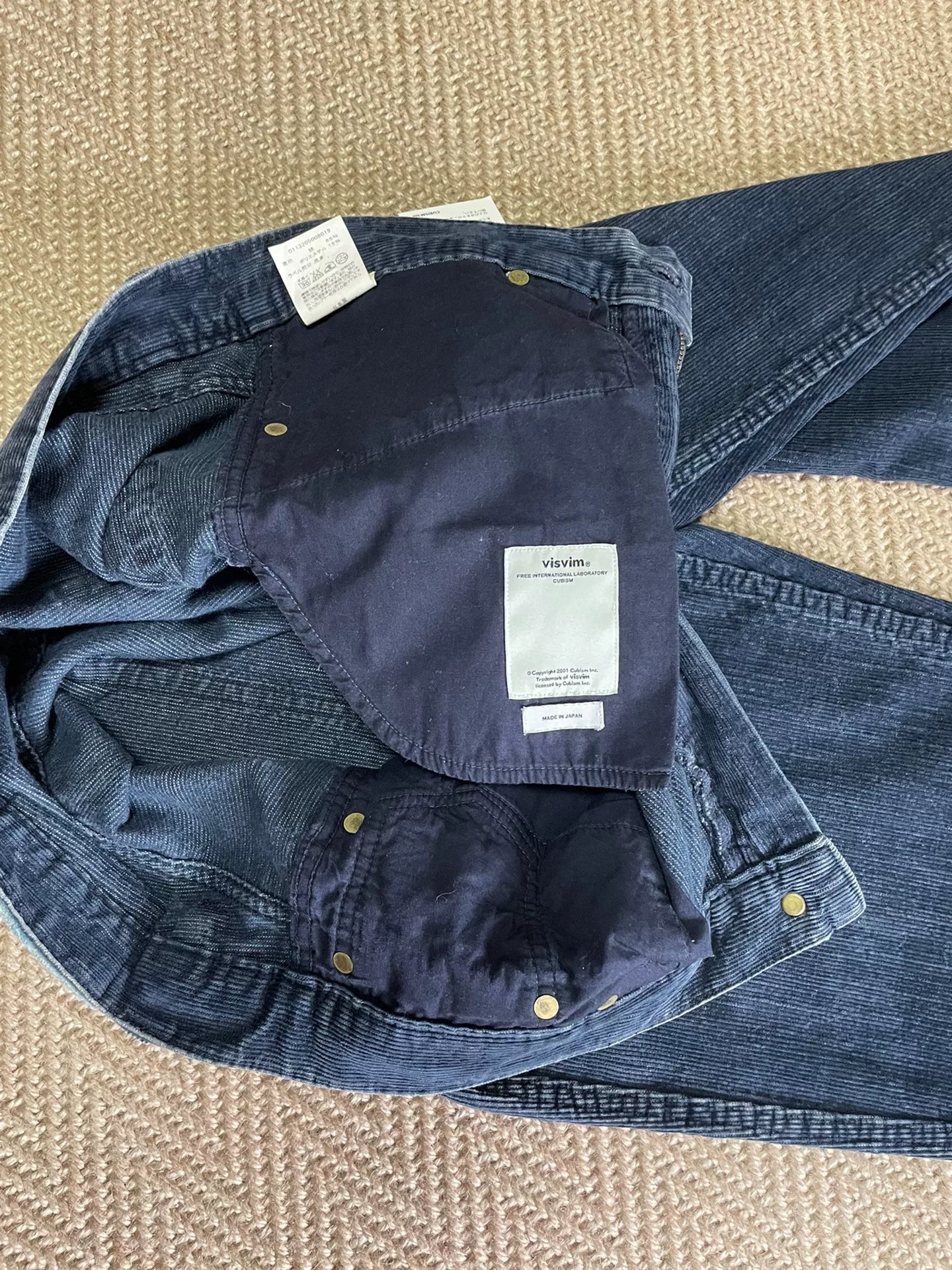 VISVIM FULXUS KANO Indigo Washed Corduroy Pants