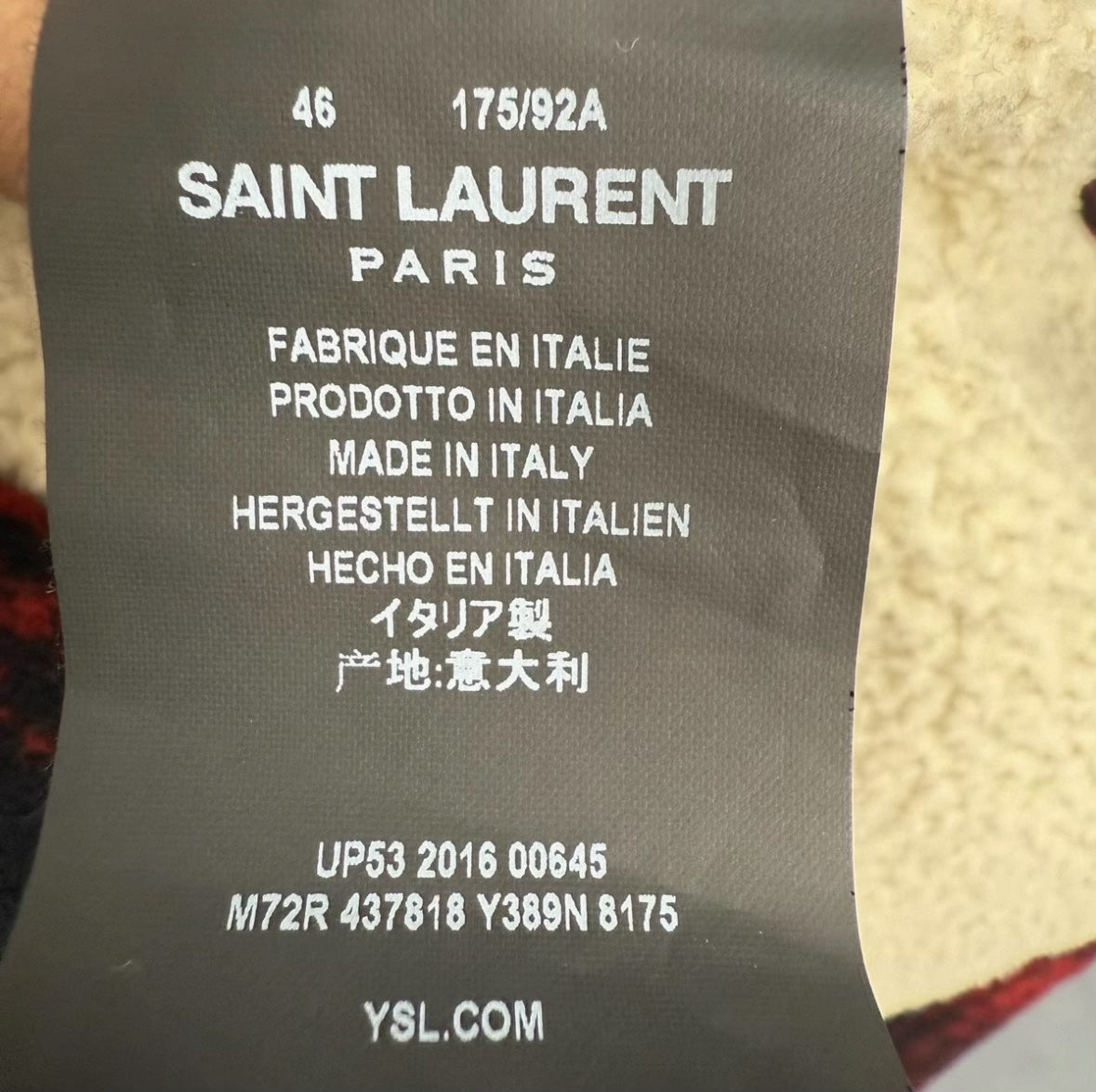 Saint Laurent Plaid Shearling Collar Coat