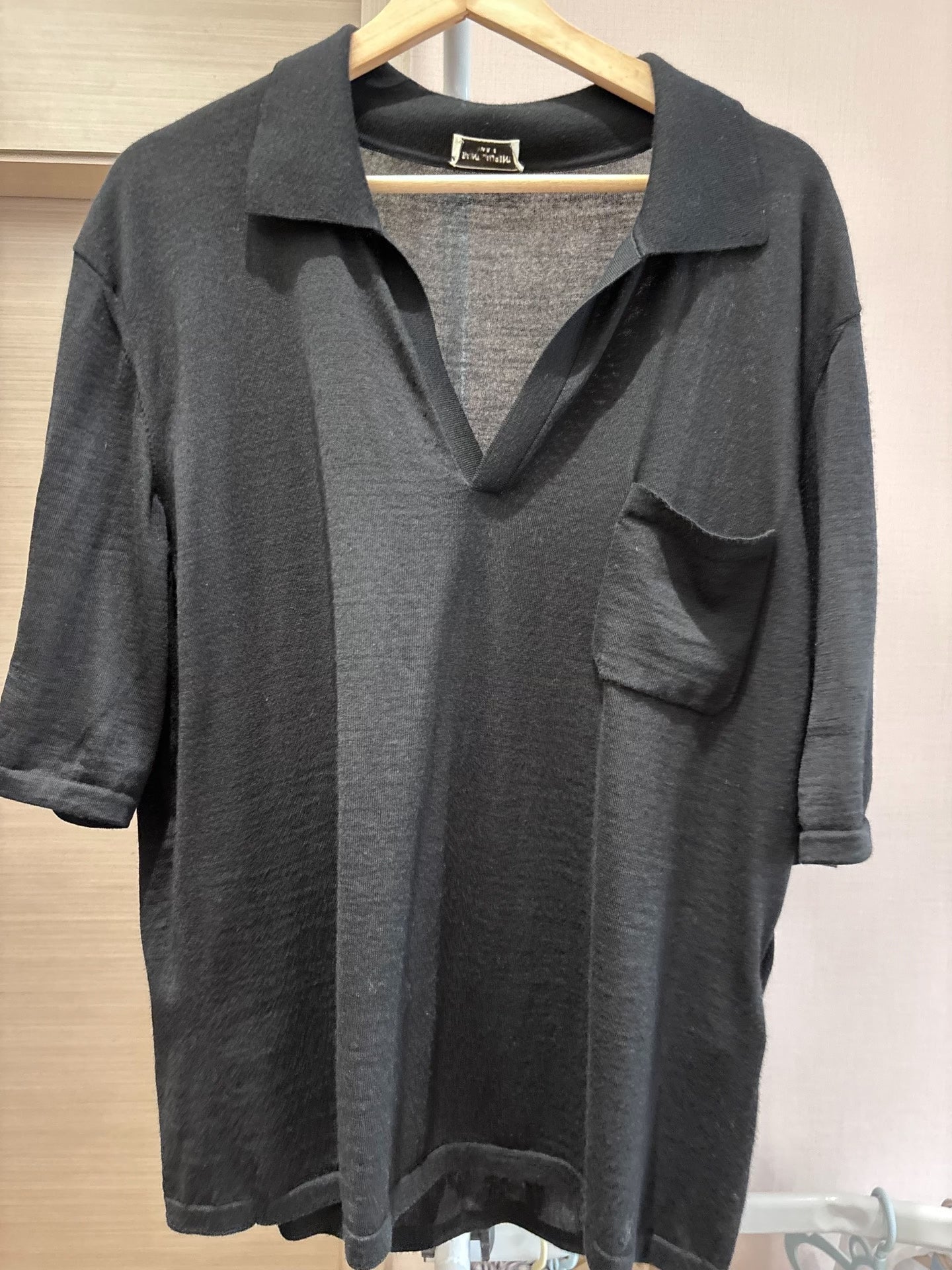 Saint Laurent Black Wool Short-Sleeve Polo