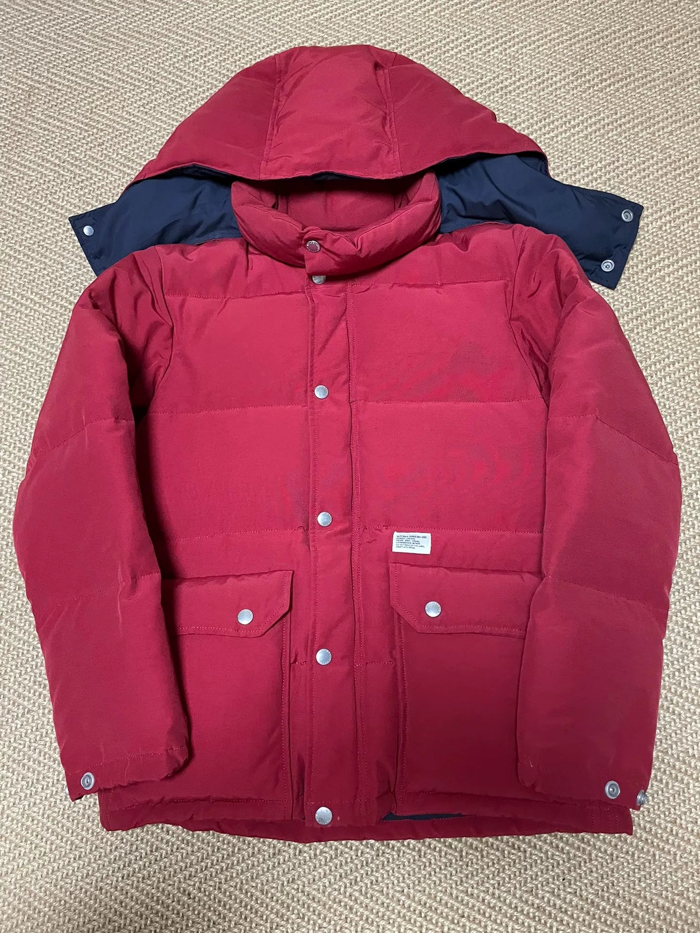 WTAPS Red Down Jacket with Removable Hood