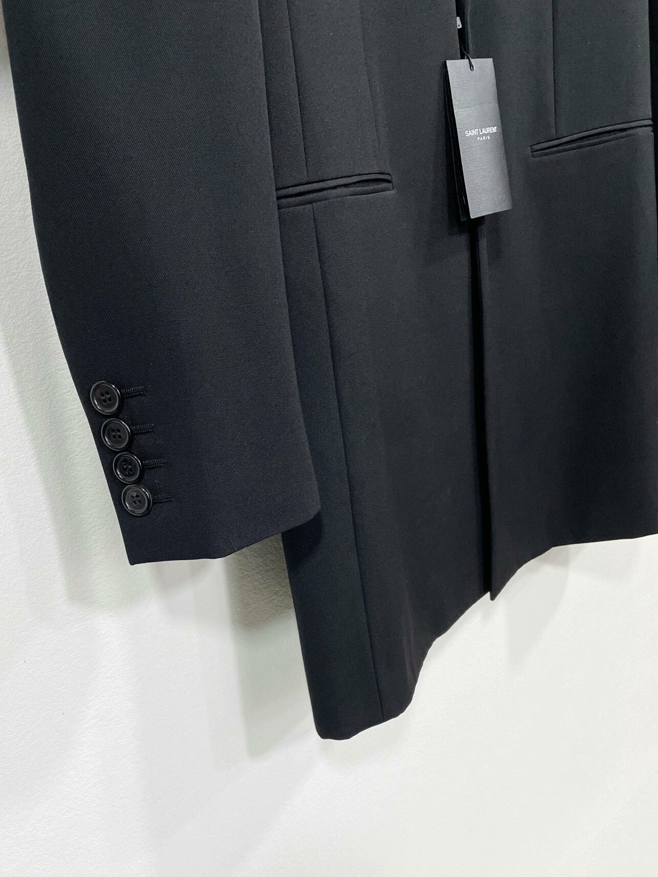 SAINT LAURENT Men's Black Wool Coat