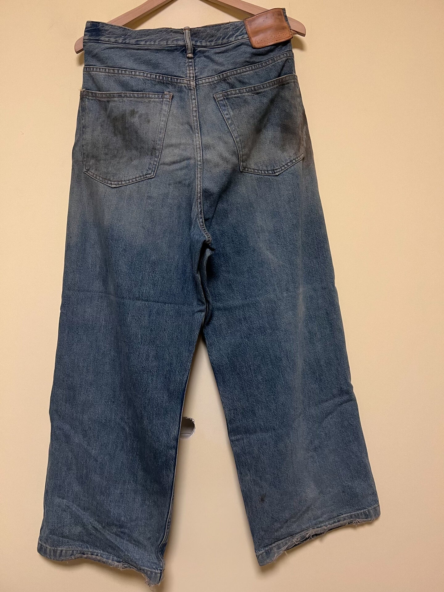 Acne Studios Distressed Denim Wide-Leg Pants