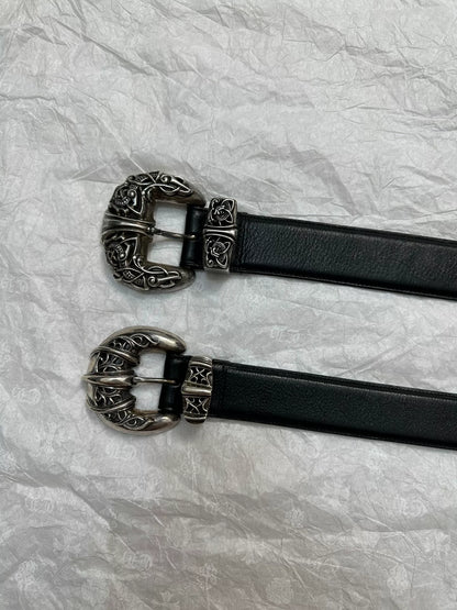 Chrome Hearts Celtic Dragon Carved Silver Belt