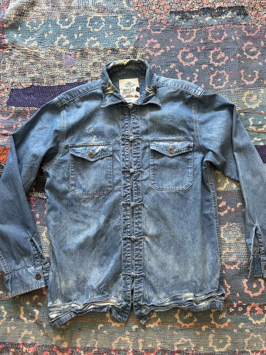 rrl vintage denim shirt with distressed look