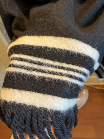 Saint Laurent Black White Fringe Hoodie