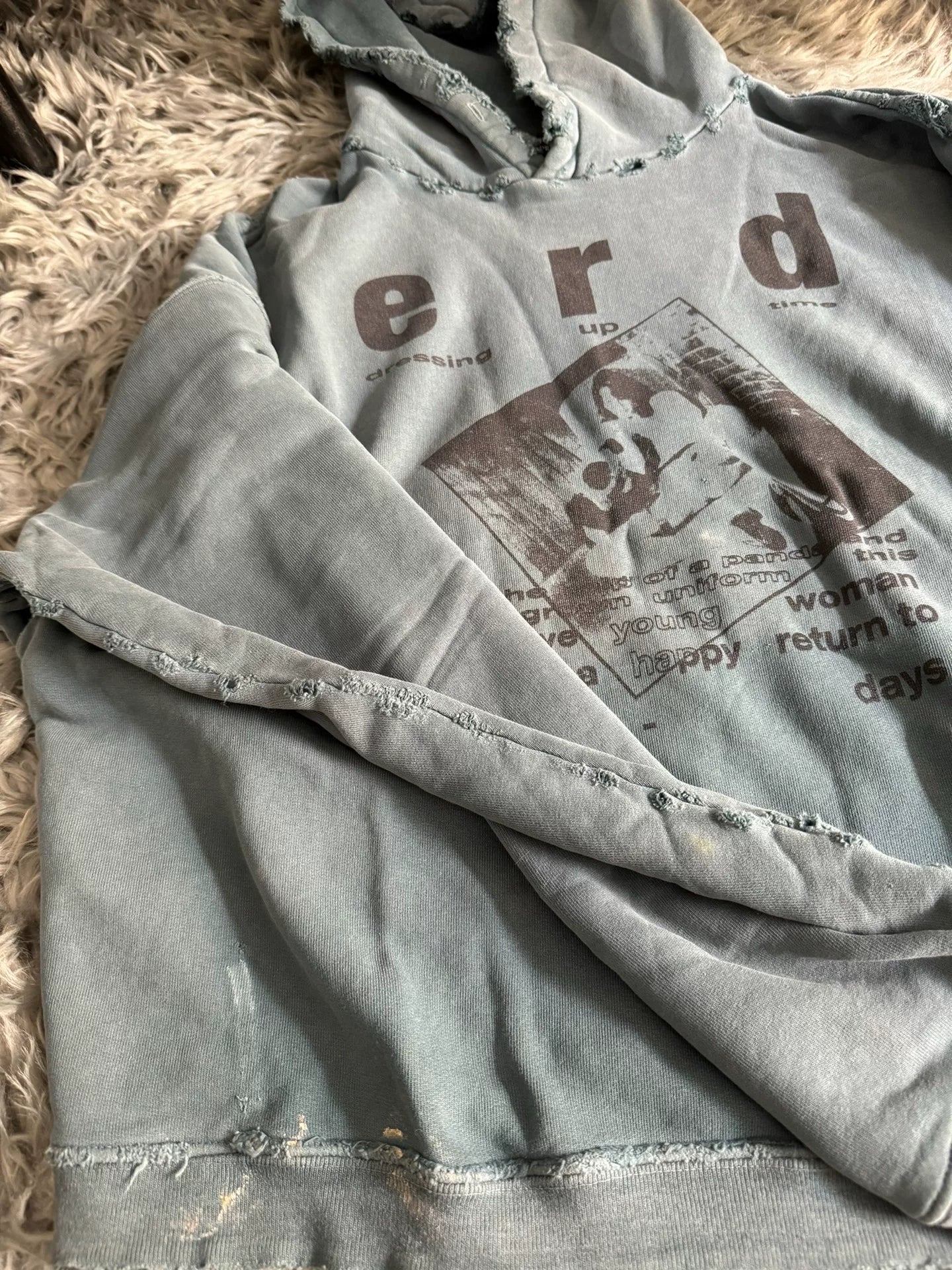 ERD 23FW Blue Washed School Illustration Hoodie