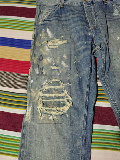 Ralph Lauren Extremely Distressed Paint Jeans