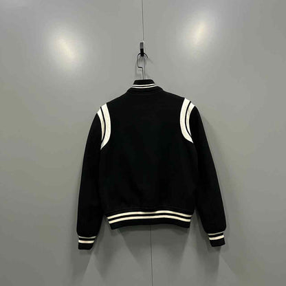 Saint Laurent Paris Black White Baseball Jacket
