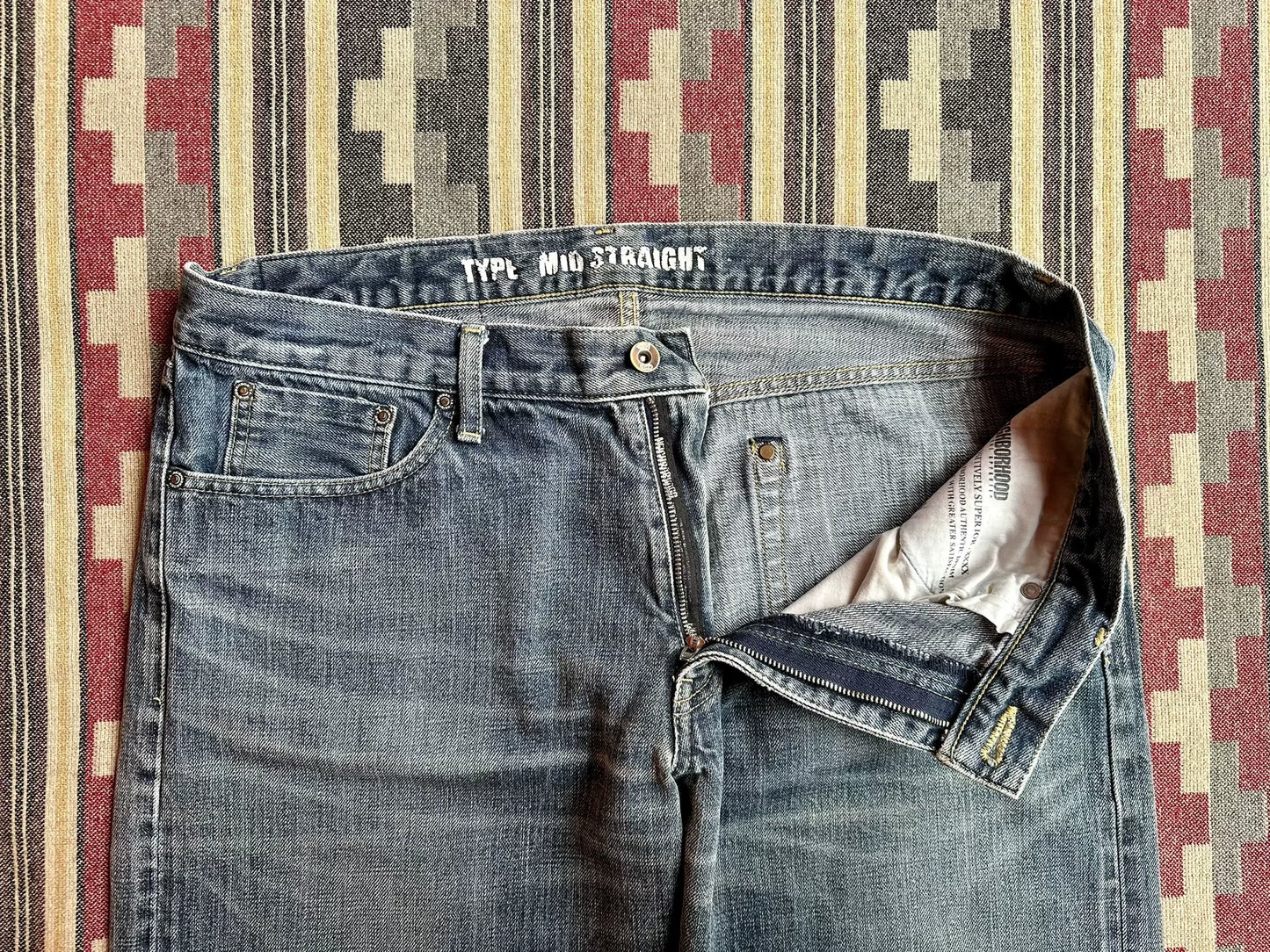 neighborhood washed mid denim pants size XL