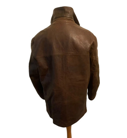 vintage rrl leather parka with plaid lining