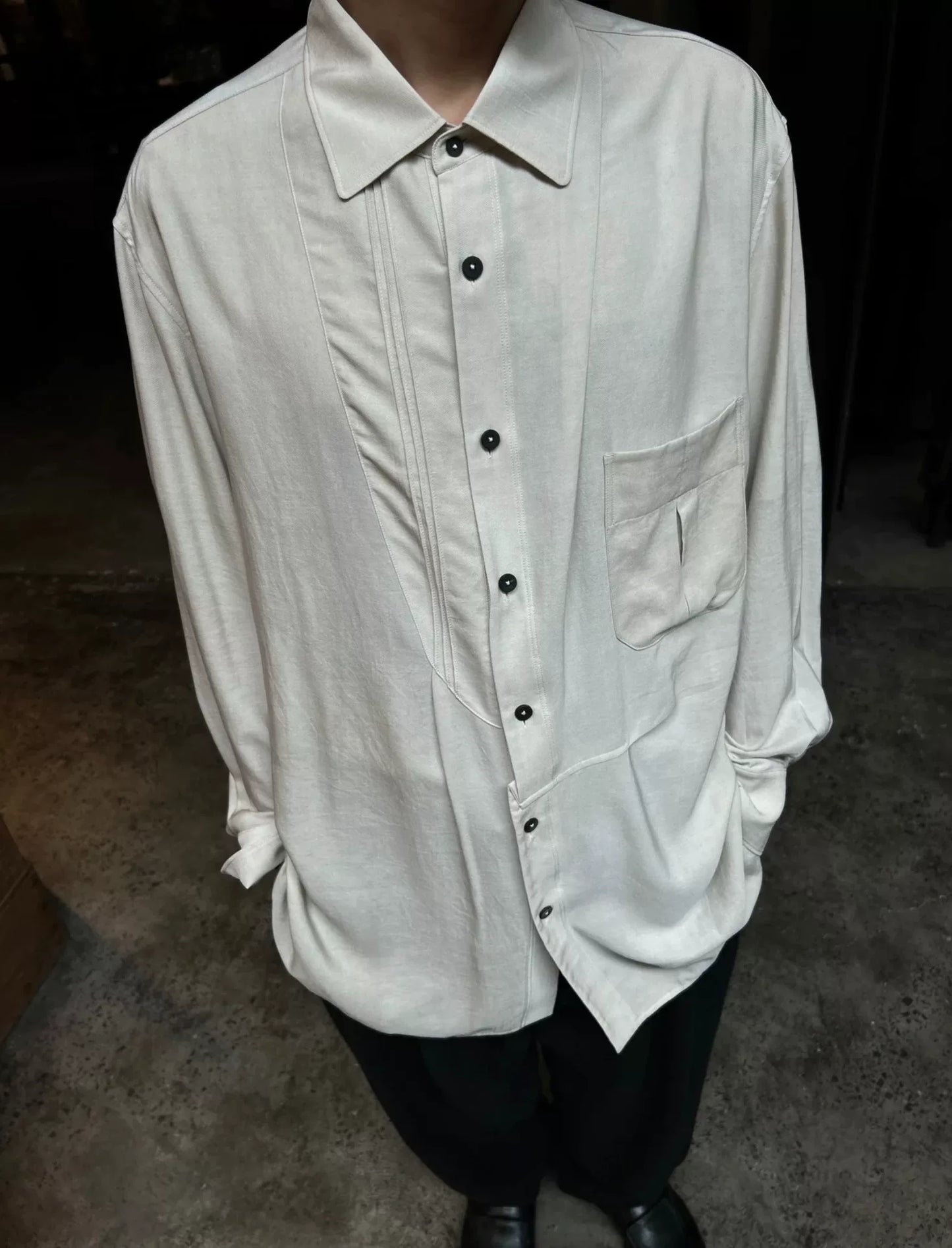 Ziggy Chen 24PF Silk Pleated Shirt