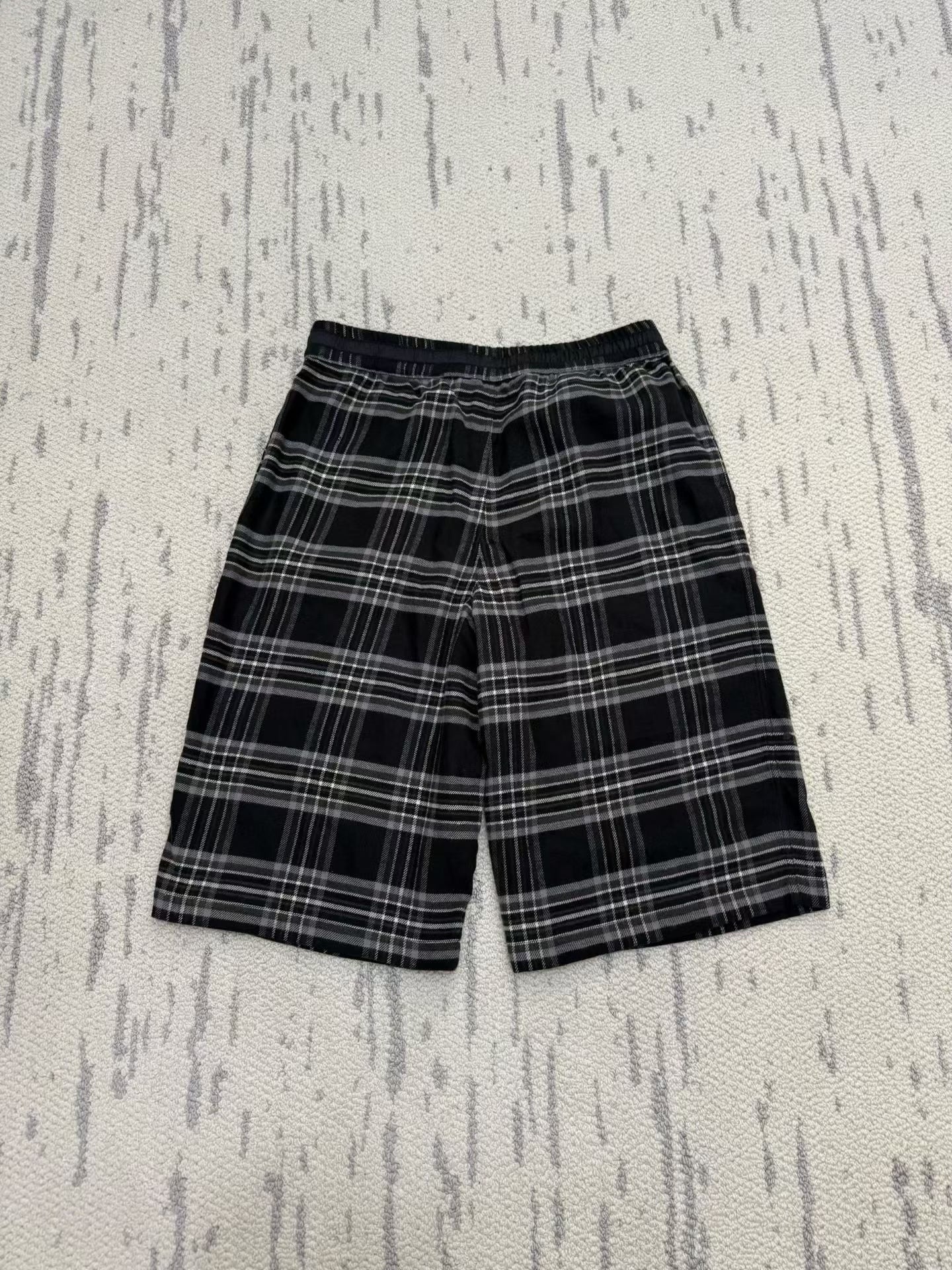 Chrome Hearts Black-Gray Plaid Cropped Wide-Leg Pants