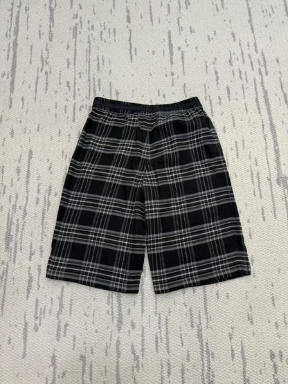 Chrome Hearts Black-Gray Plaid Cropped Wide-Leg Pants