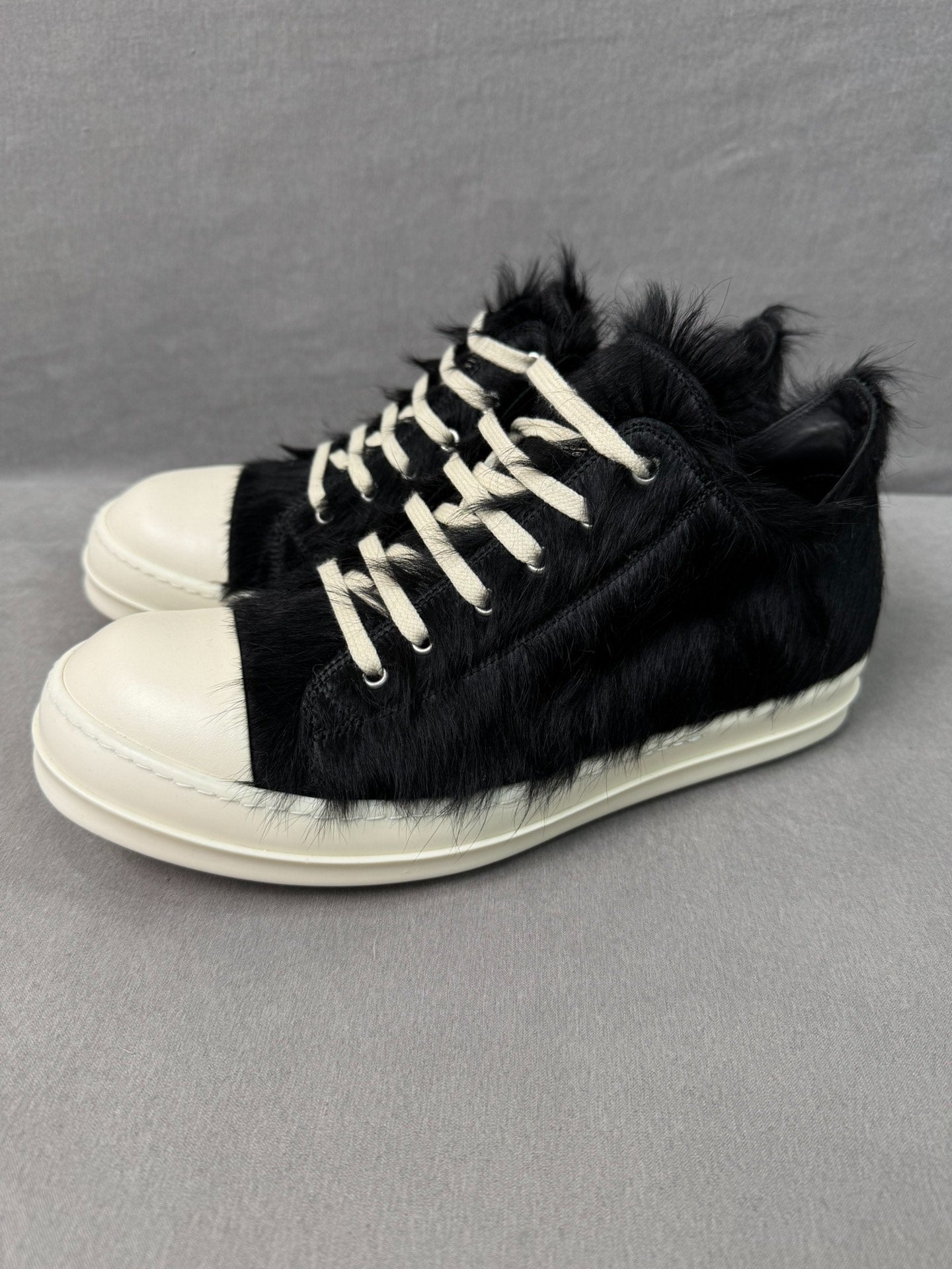 Rick Owens Horsehair High-Top Black White
