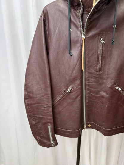 undercover leather jacket with hood