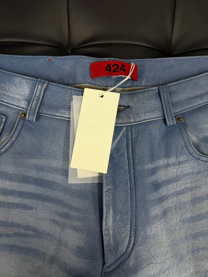 424 Washed Leather Baggy Pants