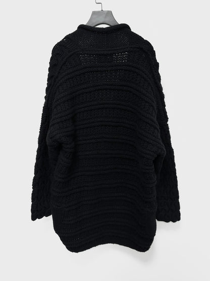 black oversized hand-knitted cashmere jacket