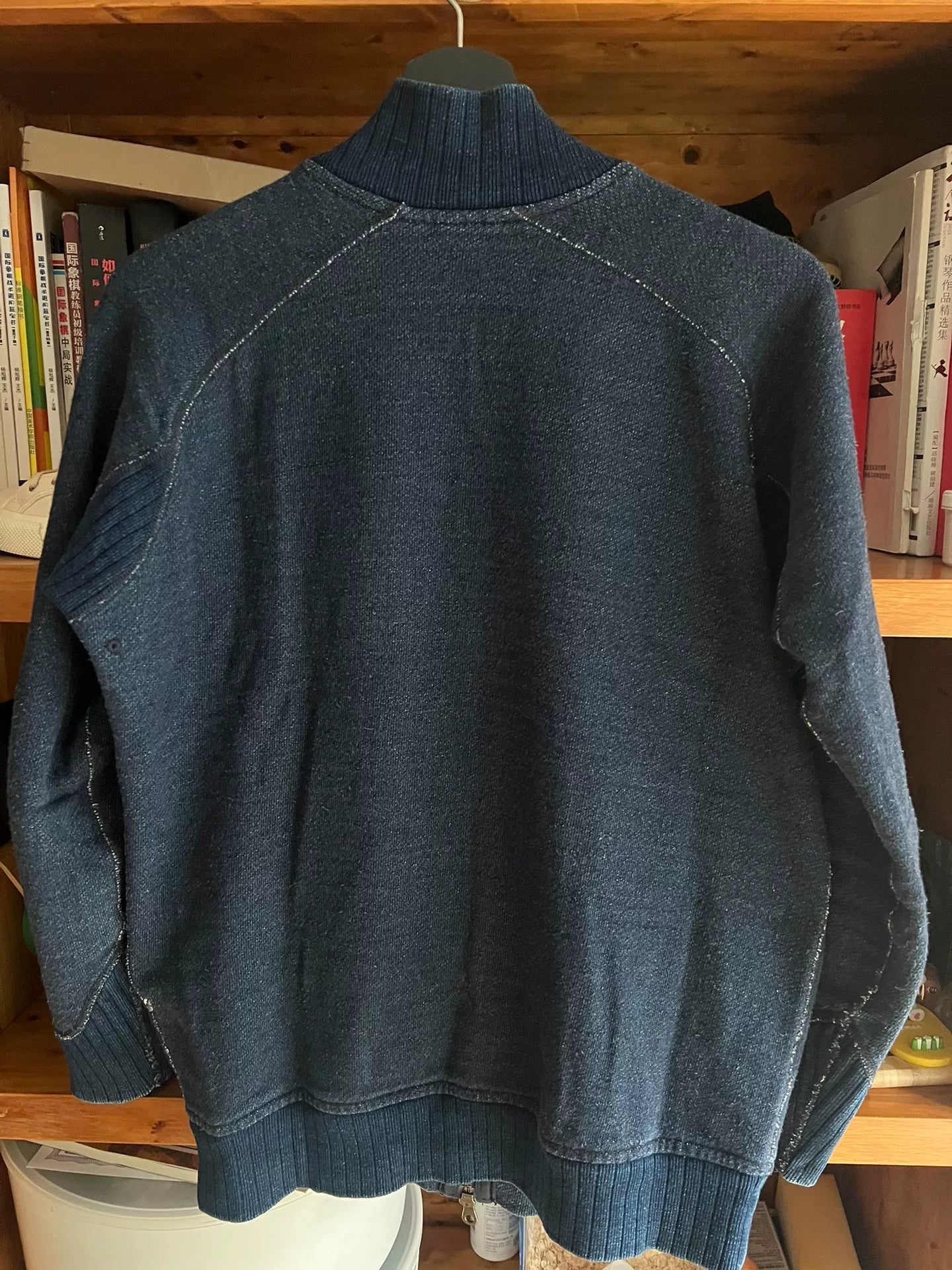 pure blue japan indigo dyed sweatshirt jacket