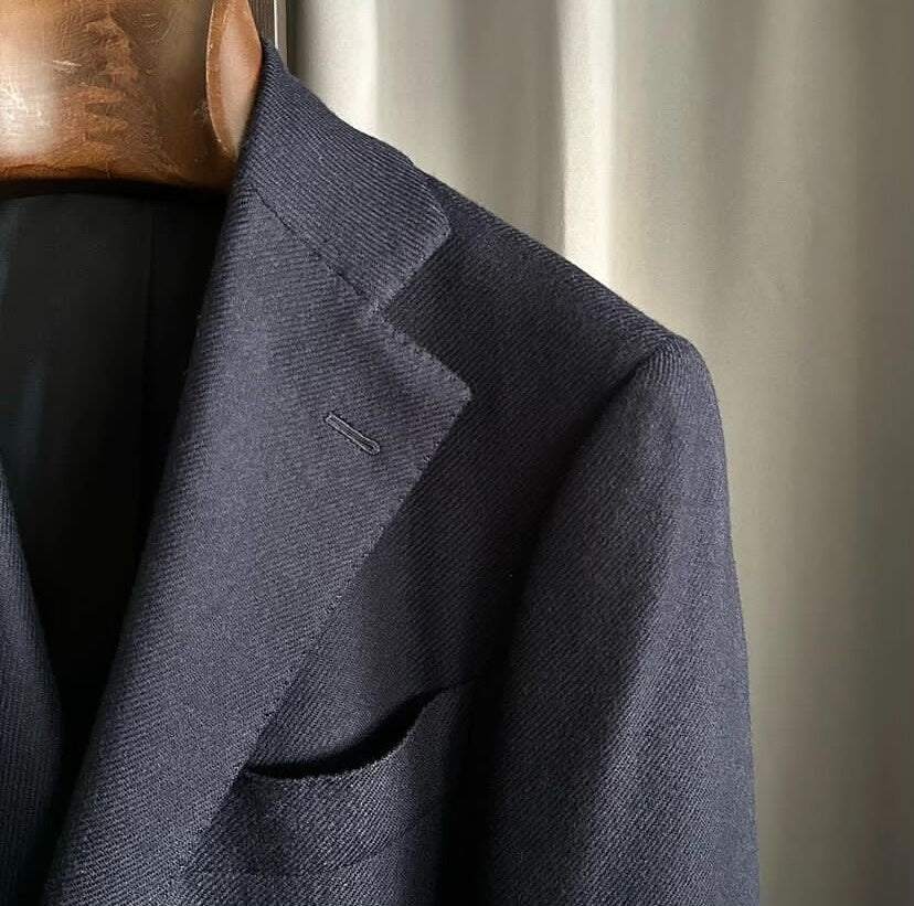 navy wool cashmere long coat by cesare attolini