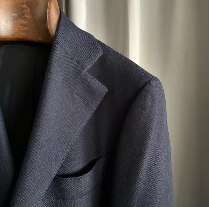 navy wool cashmere long coat by cesare attolini