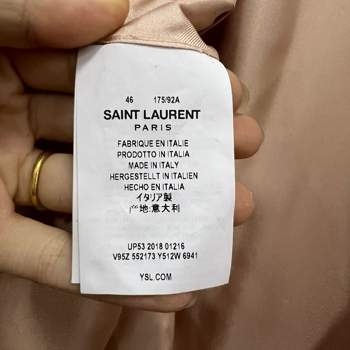 Saint Laurent Pink Lapel Casual Blazer