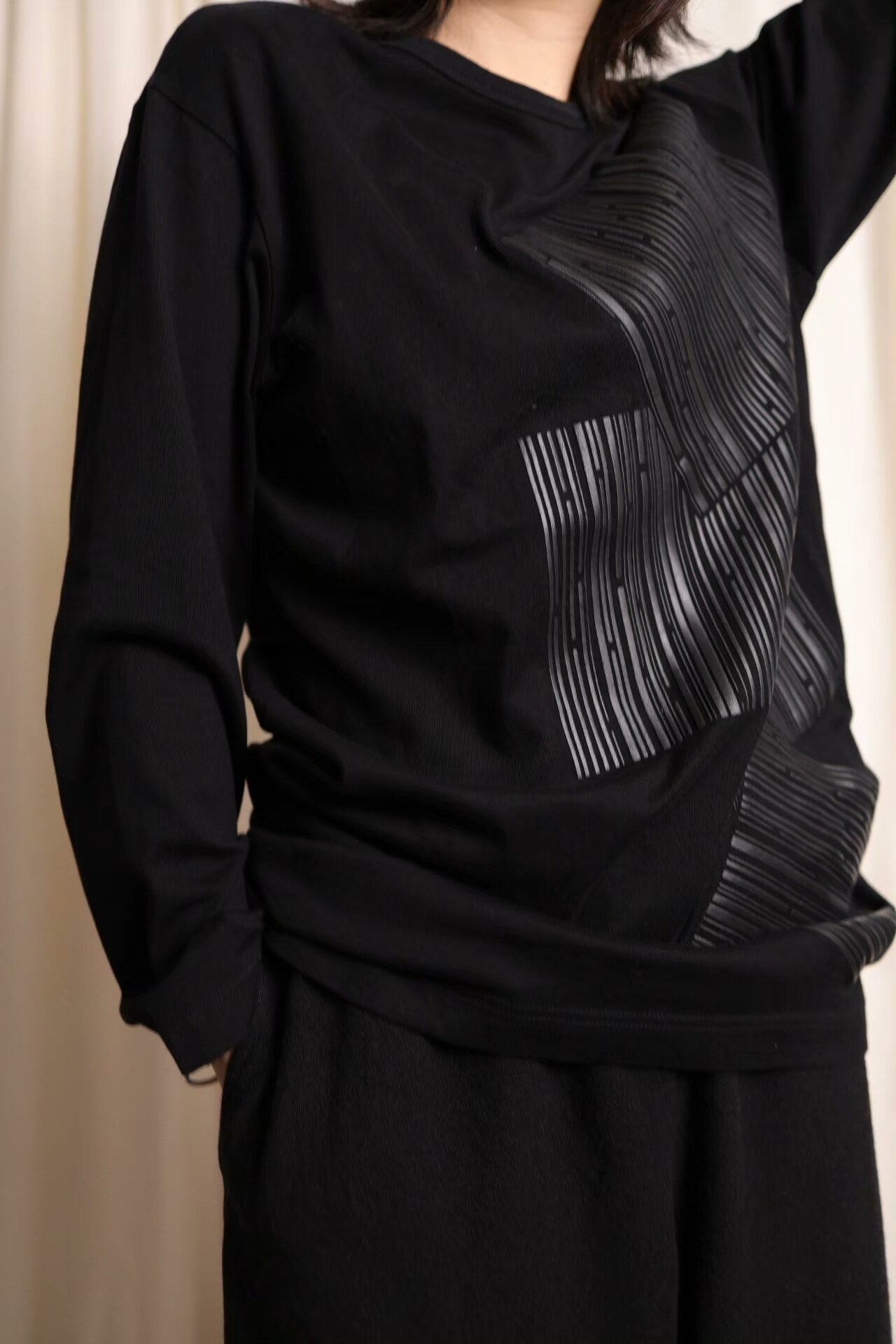 Y's by Yohji Yamamoto Barcode Print Top