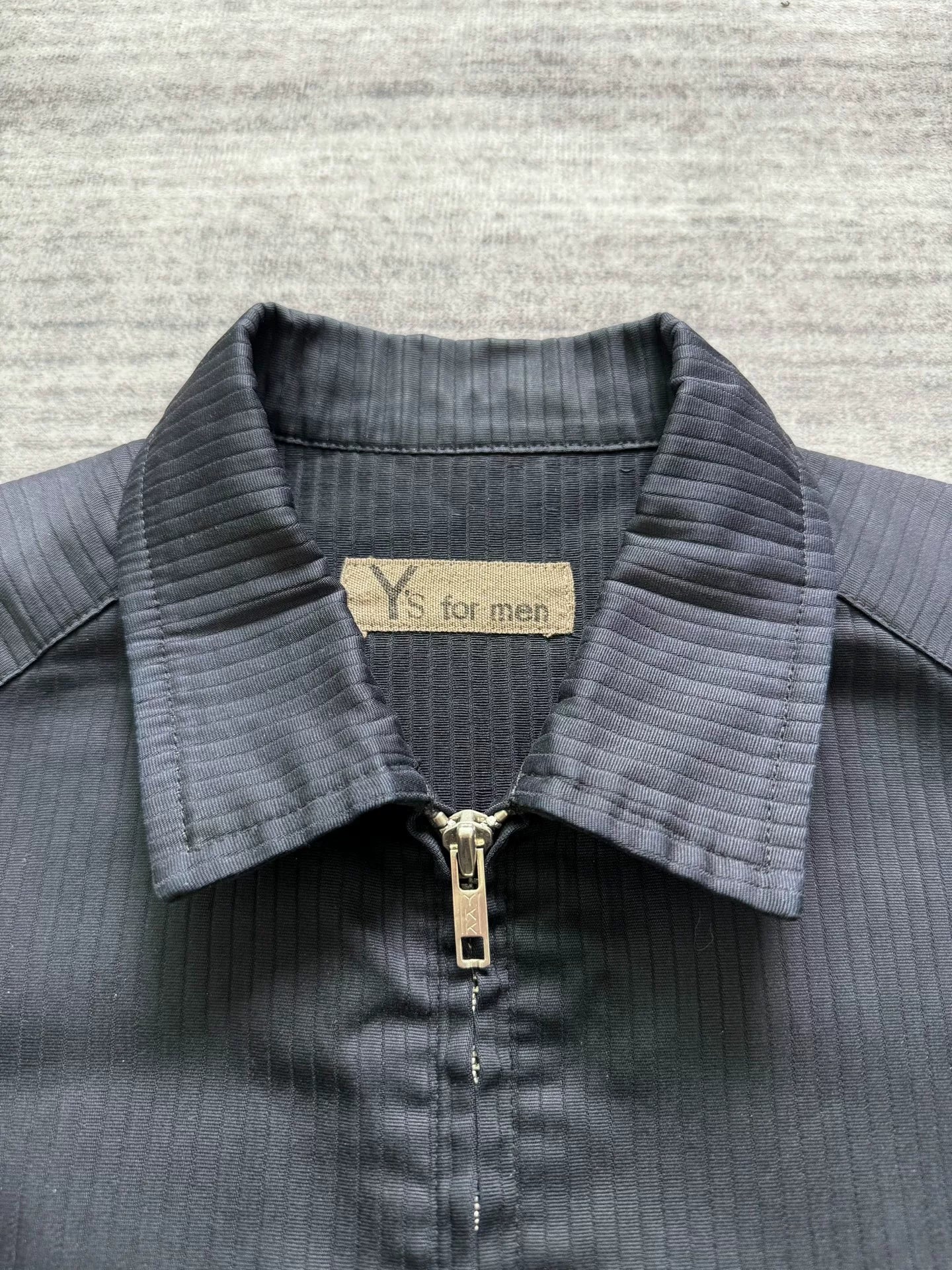 black striped zip-up jacket by Y's for men