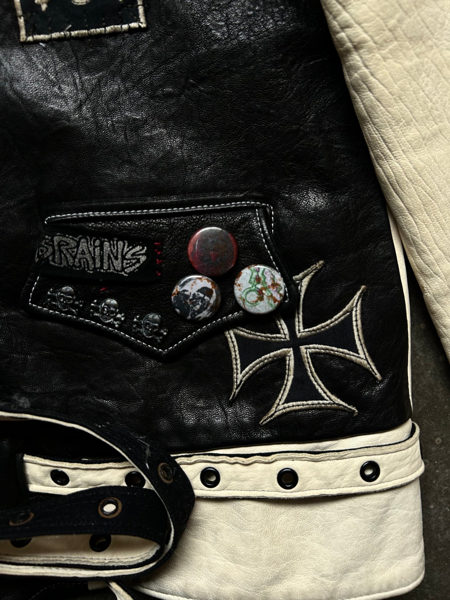 diamond dogs patchwork jacket with plaid collar