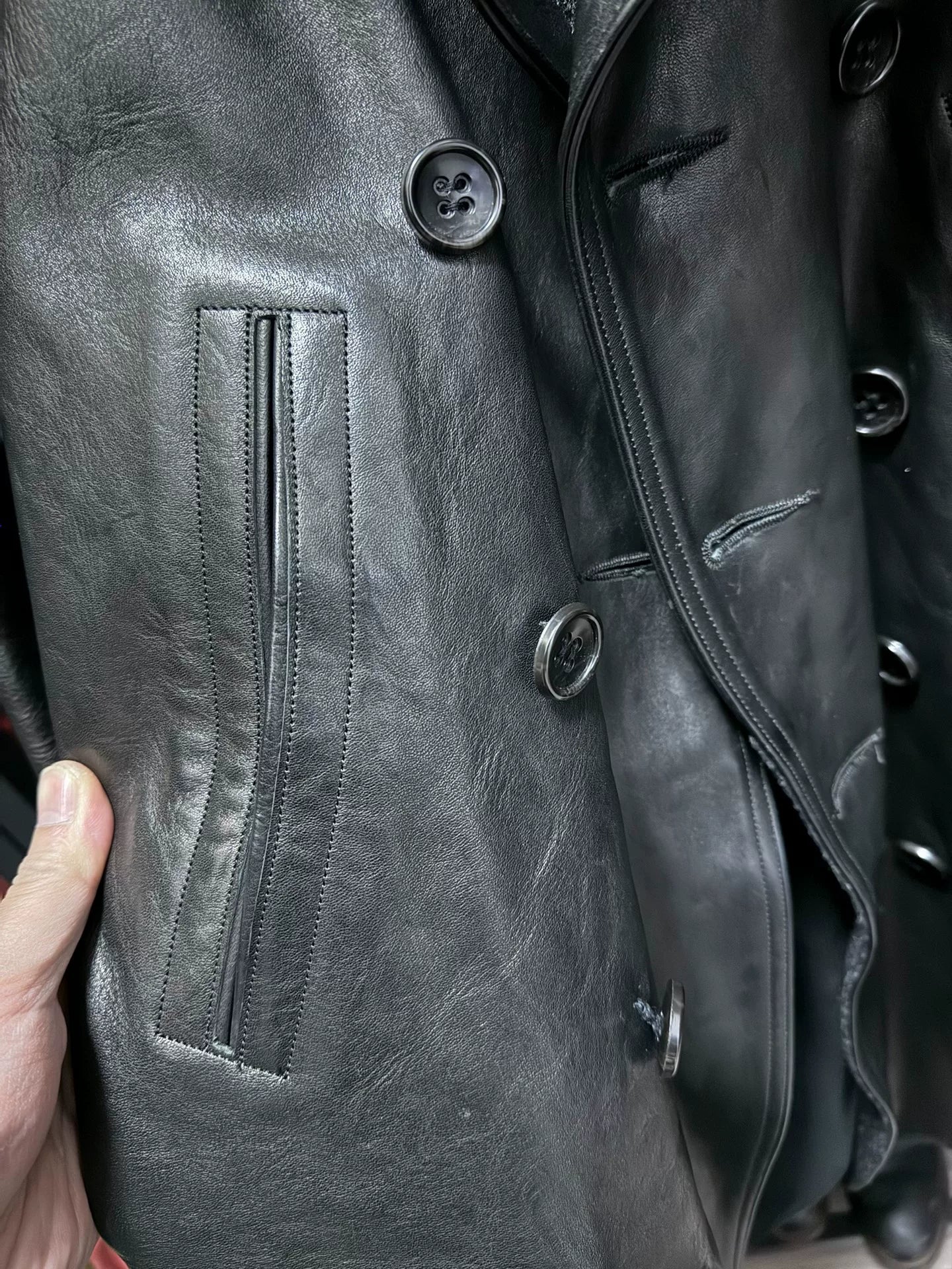 old joe double-breasted horsehide leather jacket