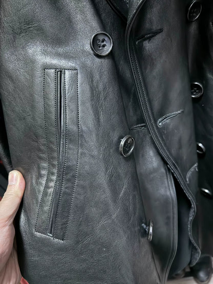 old joe double-breasted horsehide leather jacket