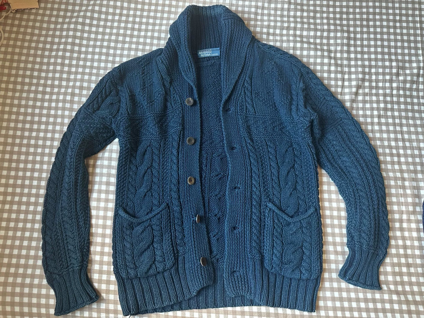 RRL Ralph Lauren Vintage Indigo Cable Knit Cardigan