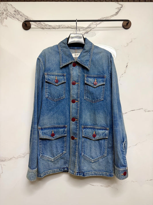 Celine Blue Denim Jacket with Four Pockets