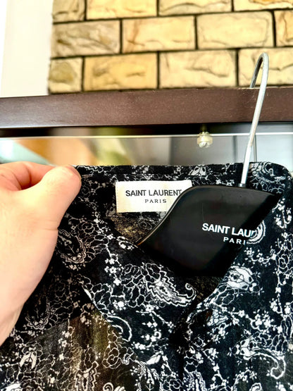 saint laurent black and white paisley shirt
