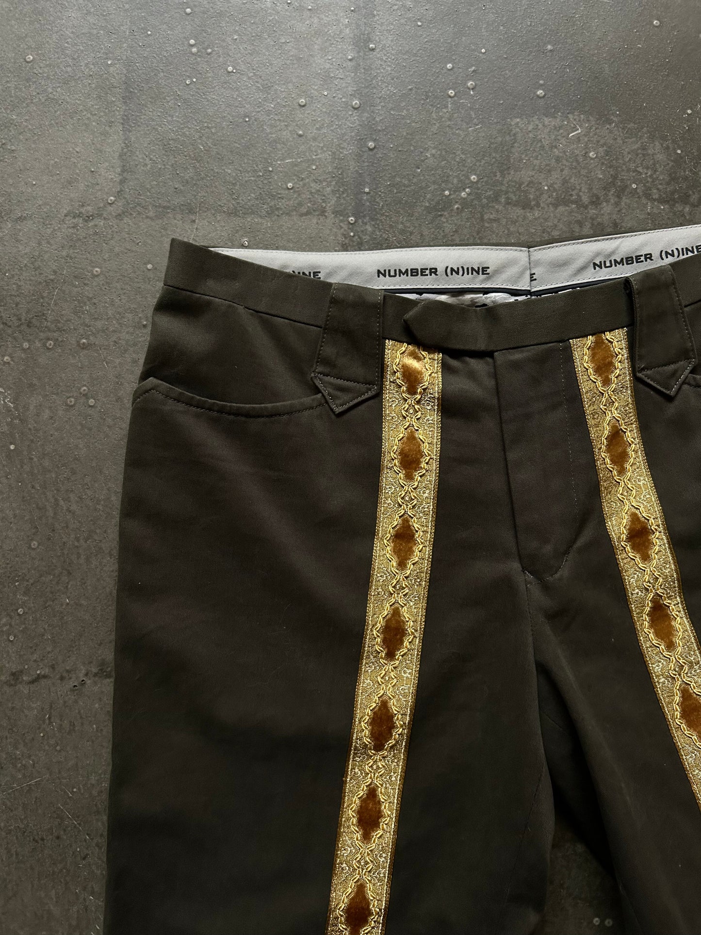 embroidered shorts with gold trim