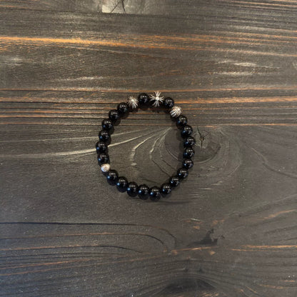 Chrome Hearts 925 Silver Obsidian Bracelet