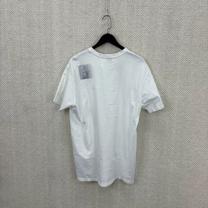 white graphic t-shirt with deer print