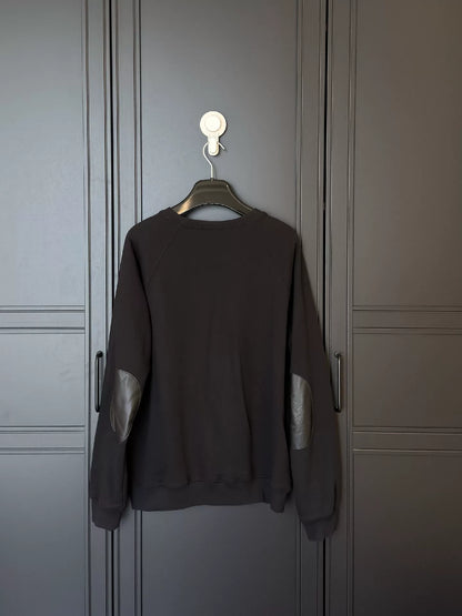 YSL Men's Patchwork Leather Crewneck Sweatshirt