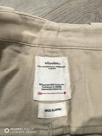 visvim gifford pants in beige with distressing