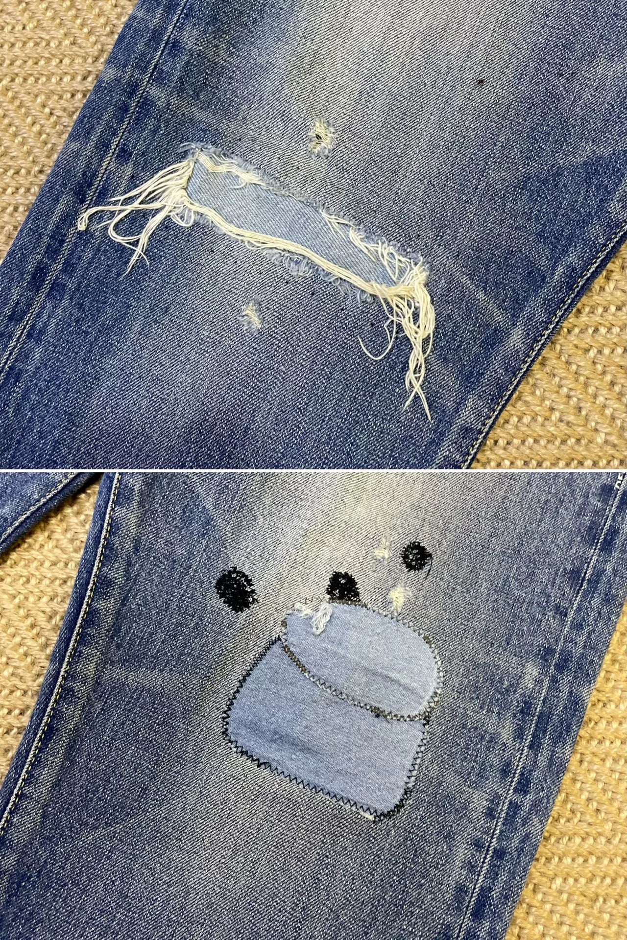 Denim by Vanquish Fragment Distressed Washed Jeans