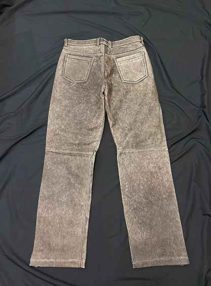 vintage japanese leather pants with unique finish